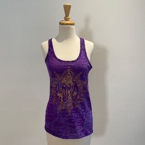 Om Shanti Purple Racerback Burntout Tank